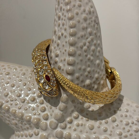 KENNETH LANE RHINESTONE SNAKE/SERPENT CLAMP BRACELET - Picture 2 of 10